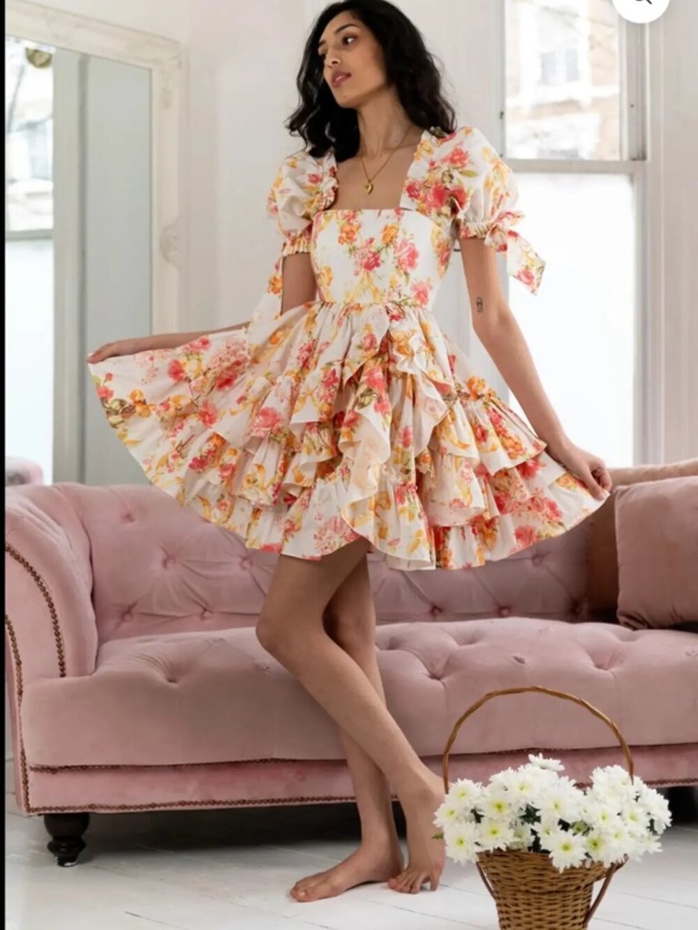 Fanciful Doll liaisons lined cotton floral dress NWOT